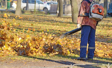 Mechanical cleaning leaves.