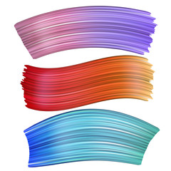 Obraz premium 3d abstract paint brush stroke. Set of colorful liquid paint smear isolated on white background