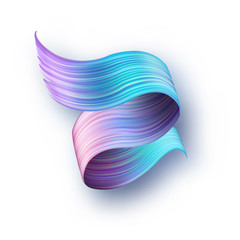 3d abstract liquid fluid design. Colorful twisted brush stroke, smear waves, paint splash curl isolated on white background