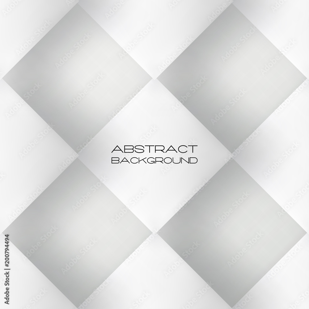 Poster abstract 3d background with white paper geometric shapes, rectangle tile with drop shadows on white 