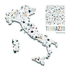 Fotobehang Vector illustration of Italy map filled with Terrazzo flooring pattern. Classic italian type of floor in Venetian style © lalaverock