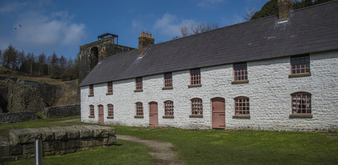 Fototapeta na wymiar Blaenavon Iron Works - Workers Cottages, Wales, UK. 18th Century Industrial Revolution.