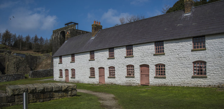 Blaenavon Iron Works - Workers Cottages, Wales, UK. 18th Century Industrial Revolution.