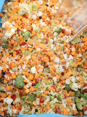 frozen vegetables in a box in the store