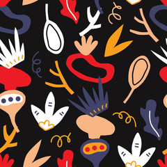 Vector seamless background pattern with cut out abstract shapes
