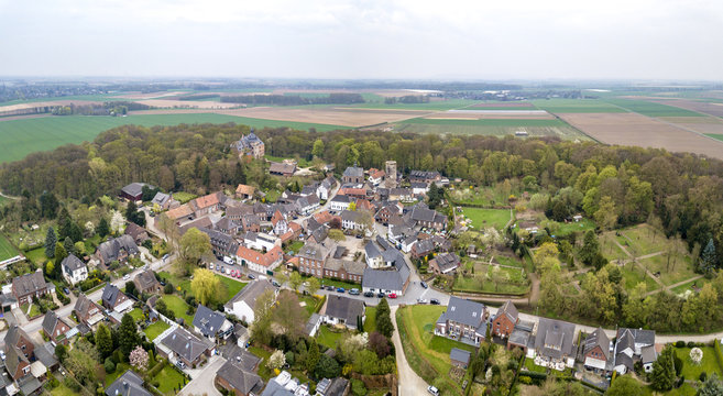 Aerial view of the historic old town Liedberg in NRW, Germany