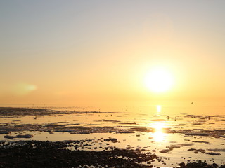 in the city by the sea view at sunset