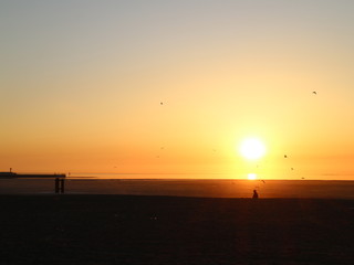 in the city by the sea view at sunset