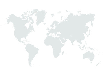 Fototapeta na wymiar Grey World map vector isolated on white background. Flat Earth template. Globe icon.