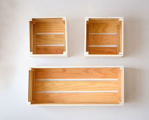 empty wood box on a white background