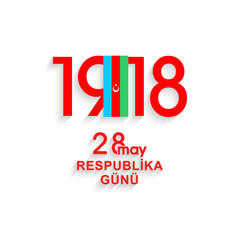 28 may republic day.100 year anniversary .Translation: 28th May Republic day of Azerbaijan. Graphic design to the Azerbaijan holiday.