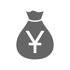 Money bag currency simple design icon. Chinese yuan moneybag icon. China yuan money sack