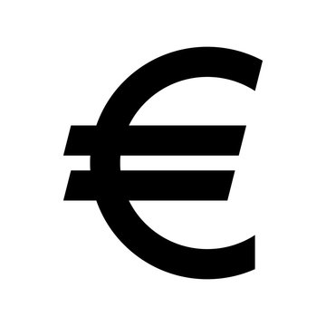 Euro currency symbol. Black silhouette euro sign.