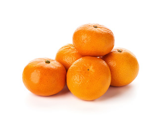 fresh tangerines isolated on white background