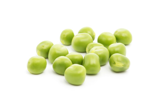 Green peas isolated on the white background