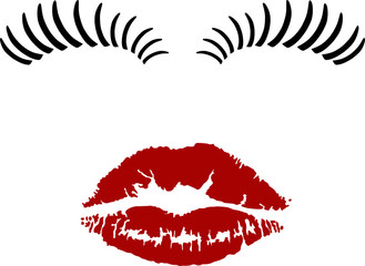 Eyelashes and Lipstick Kiss
