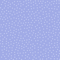 Light polka dots seamless pattern on purple background. Enchanting classic light polka dots textile pattern in restrained colours. Seamless scattered confetti fall chaotic decor. Vector illustration.