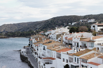 white houses of cadaques on the bank of the sea