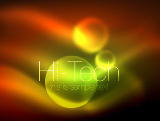 Blurred neon glowing circle, hi-tech modern bubble template, techno glowing glass round shapes or spheres. Geometric abstract background