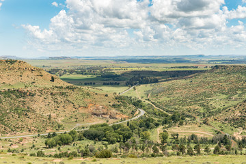 Fototapeta na wymiar Aerial view of the landscape to the south of Ficksburg