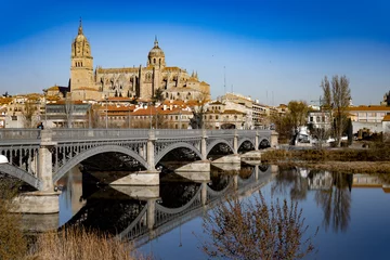 Deurstickers cathedral of Salamanca next to the river © jmag.foto