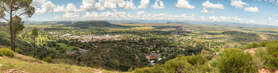 Panorama of Ficksburg in South Africa and Maputsoe in Lesotho
