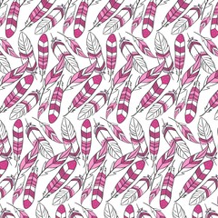 plumes, coloré, dans les modèles, joyeux, dessiné, rapport sur le tissu, motif géométrique