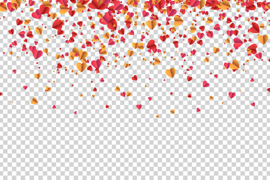 Vector realistic isolated heart confetti for decoration and covering on the transparent background. Concept of Happy Mother's Day.