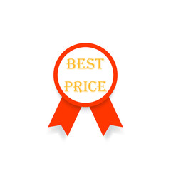 Best price emblem with ribbon on white background. Vector illustration .