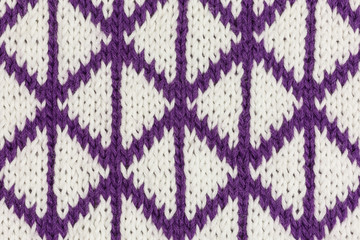 background of knitted fabric in white and purple with triangles - 200808687