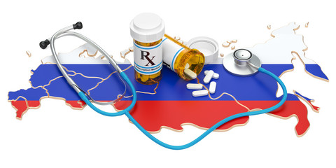 Healthcare in Russia concept, 3D rendering