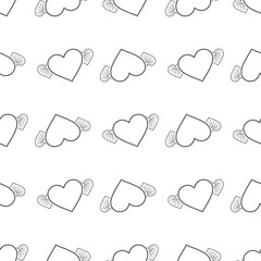 Vector seamless texture with winged hearts eps 10
