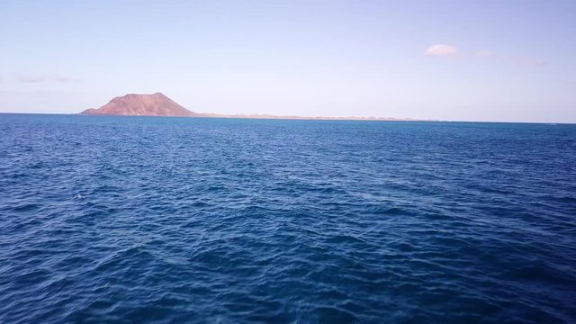 drone flight over the sea, lobos island, fuerteventura
