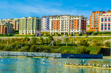 View of the parque atlantico de las llamas in Santander, Spain
