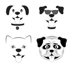Set cute dogs cartoon vector illustration.