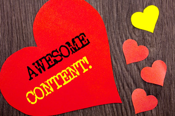 Handwriting Announcement text showing Awesome Content. Concept meaning Creative Strategy Education...