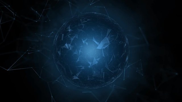 3d Earth cyberspace sphere animation with artistic motion background. View from space. 