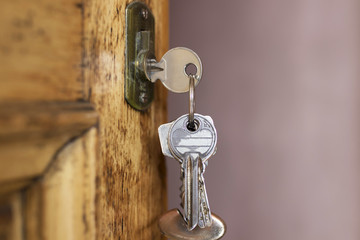 keys in the door lock vintage