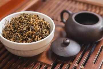 Chinese tea ceremony, Puer tea in assortment	