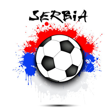 Soccer ball and Serbia flag