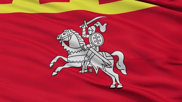 Lepiel closeup flag, city of Belarus, realistic animation seamless loop - 10 seconds long
