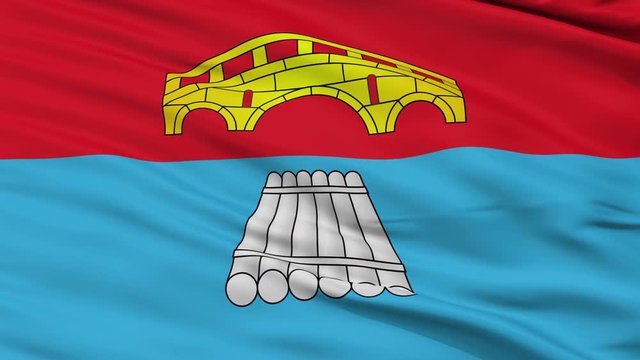Mosty closeup flag, city of Belarus, realistic animation seamless loop - 10 seconds long