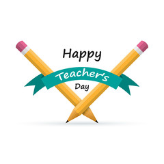 Happy Teachers Day banner with pencils. Vector illustration.