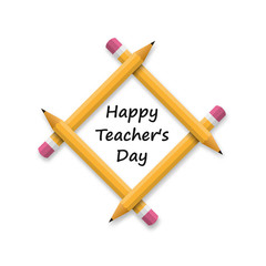 Happy Teachers Day banner with pencil. Vector illustration.