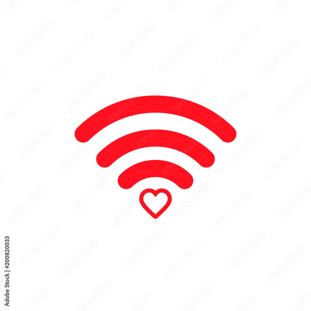 Poster heart wifi. vector heart connect icon in flat style. heart signal. love connection. wifi hotspot sig