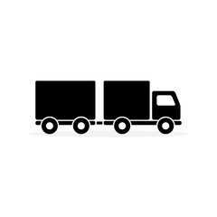 Truck with Trailer Icon Vector. Flat simple pictogram on white background