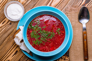 Borscht with sour cream