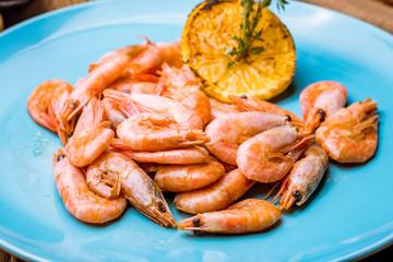boiled shrimp on plate