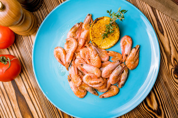 boiled shrimp on plate