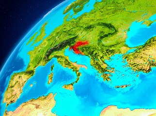 Fototapeta na wymiar Croatia on Earth from space